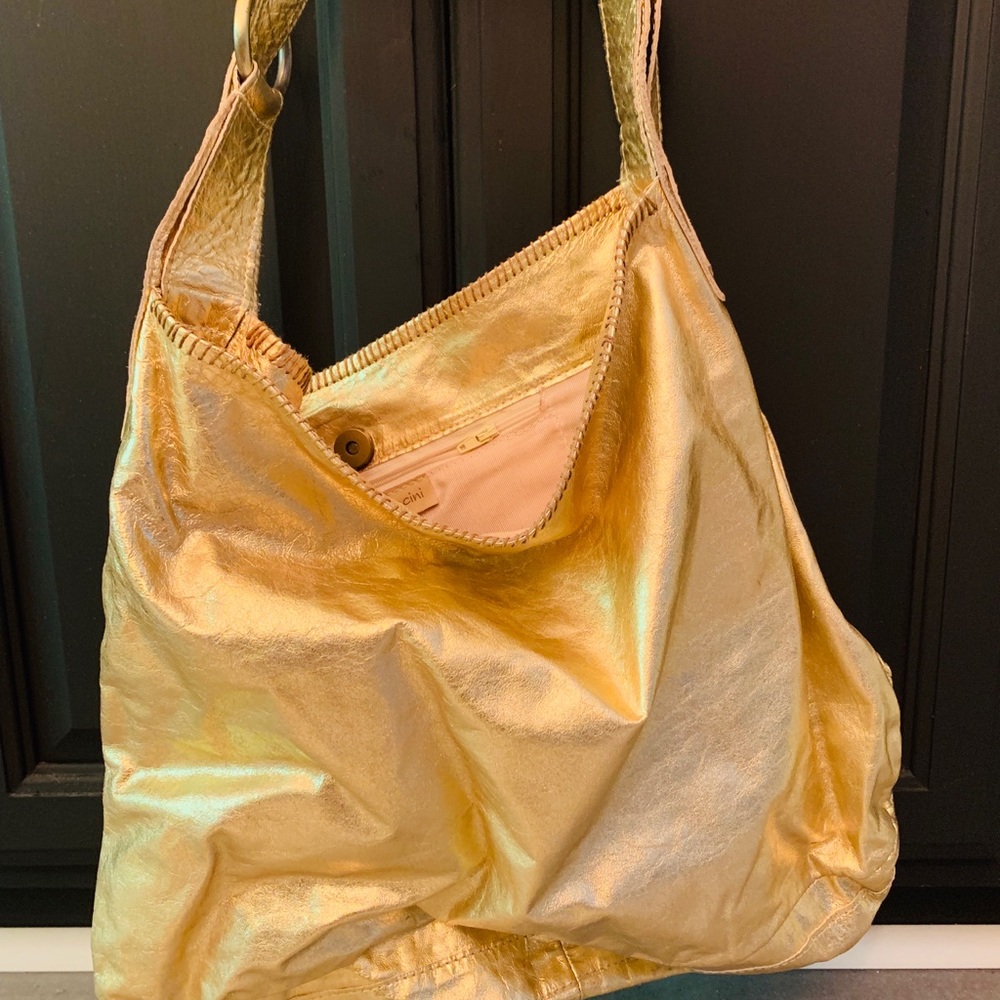 Carla Mancini Metallic Gold Shoulder Bag
